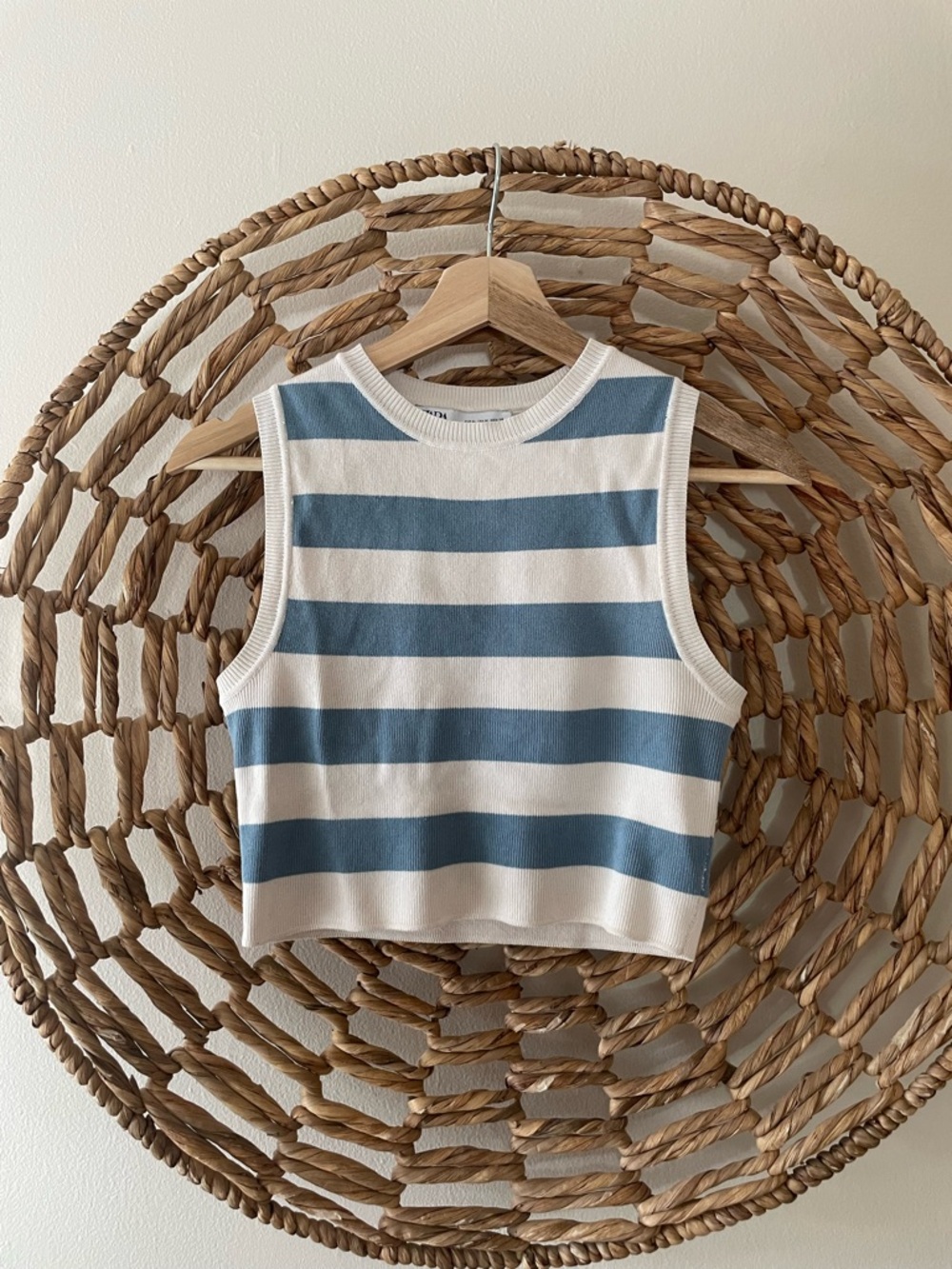 Zara Striped Sleeveless Knit Crop Top